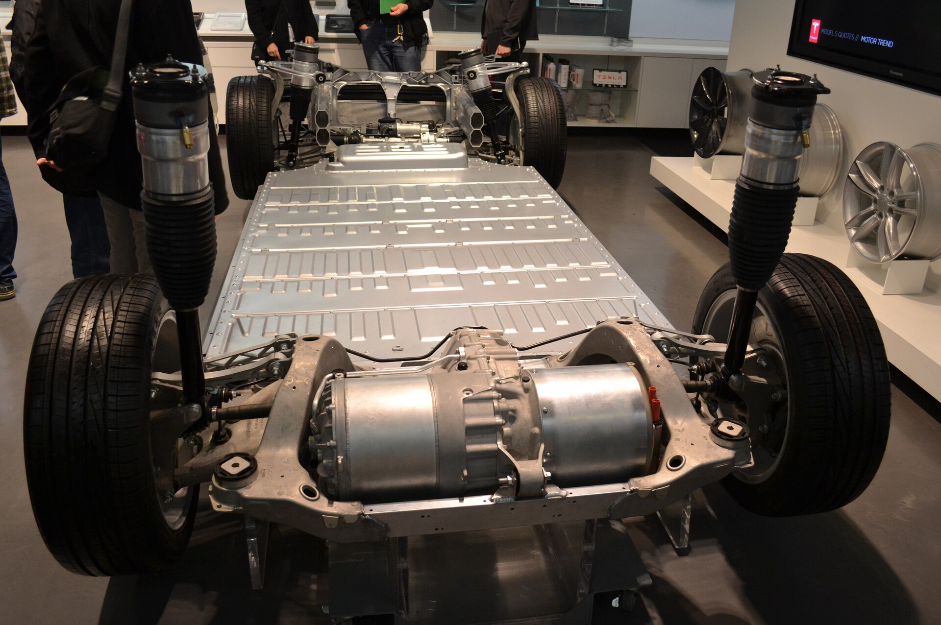 Tesla Model S battery pack and chassis base